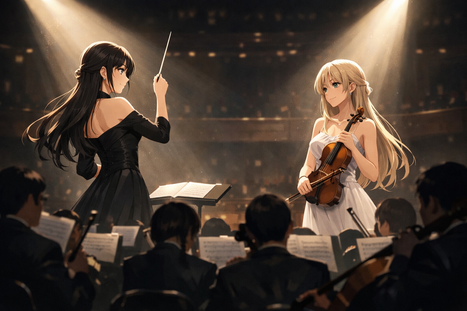 指揮者とコンサートマスターの秘密の視線（オーケストラの日　03） | の人気AIイラスト・グラビア