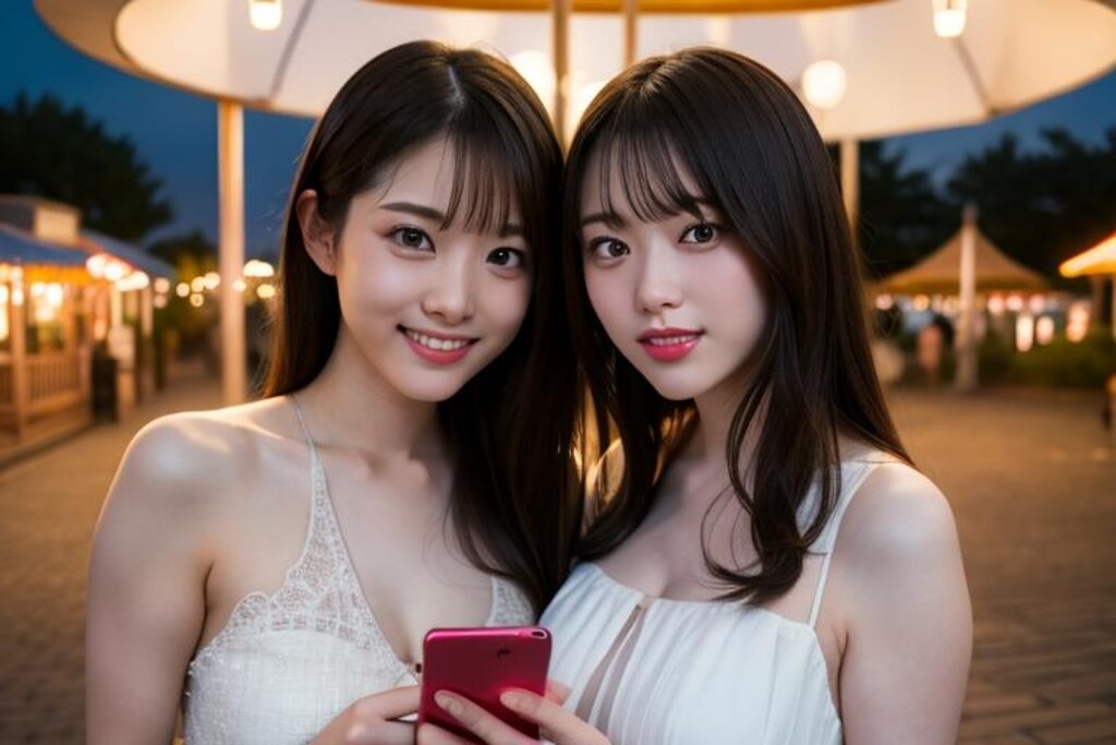 仲良しな二人（夜の遊園地ver）