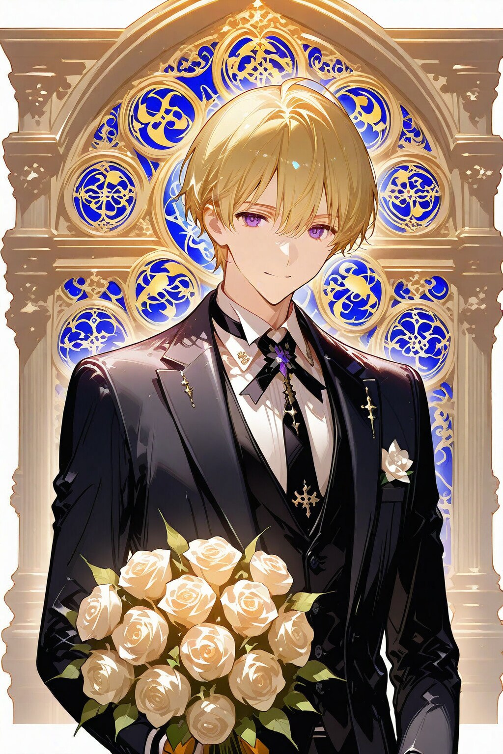 薔薇を持つ青年 | の人気AIイラスト・グラビア