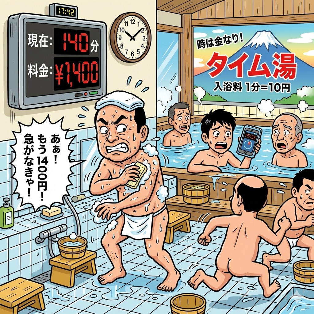 入浴時間メーター制の銭湯