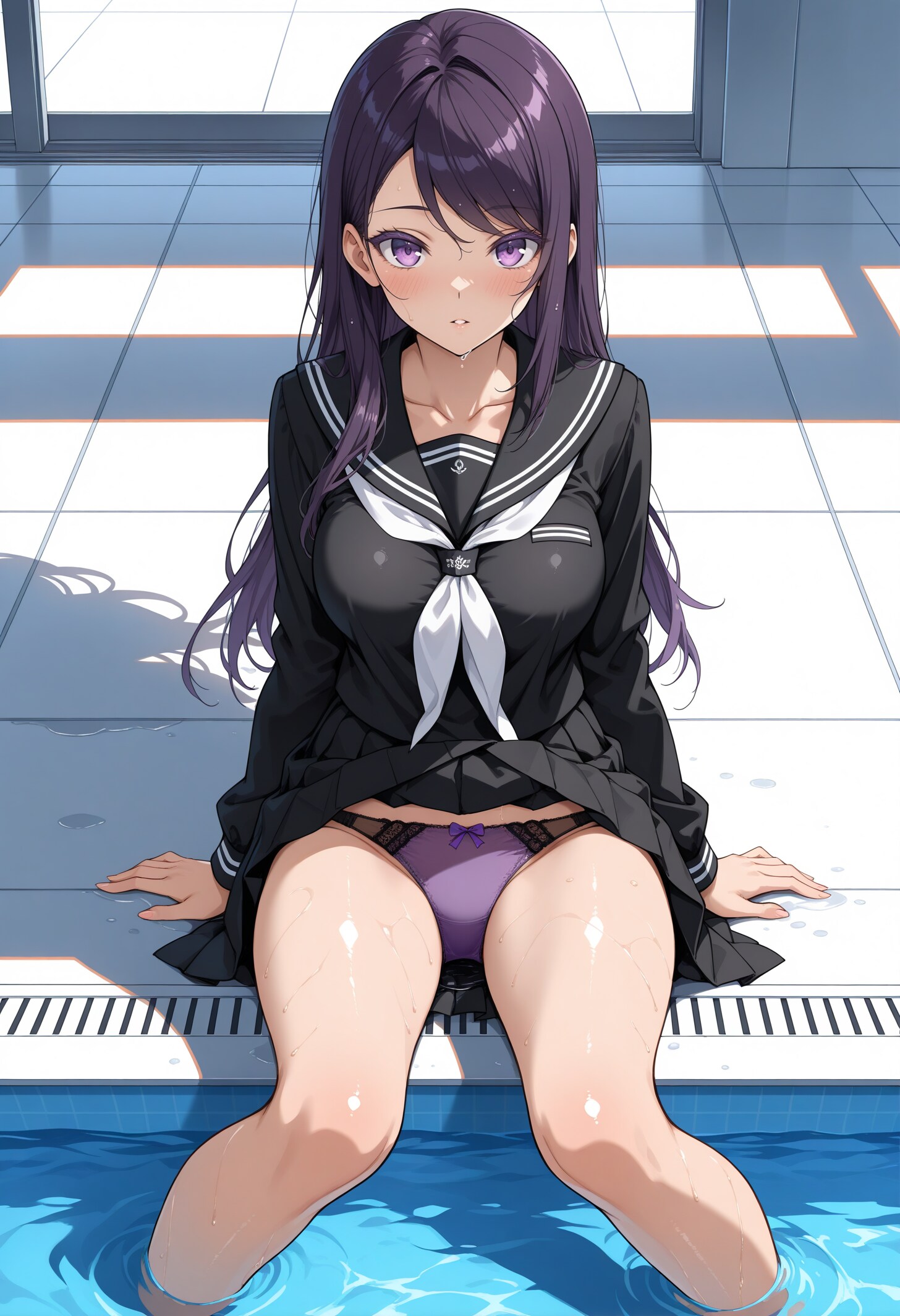 プールにて