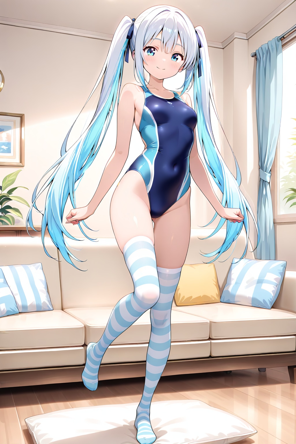 競泳水着ニーハイ