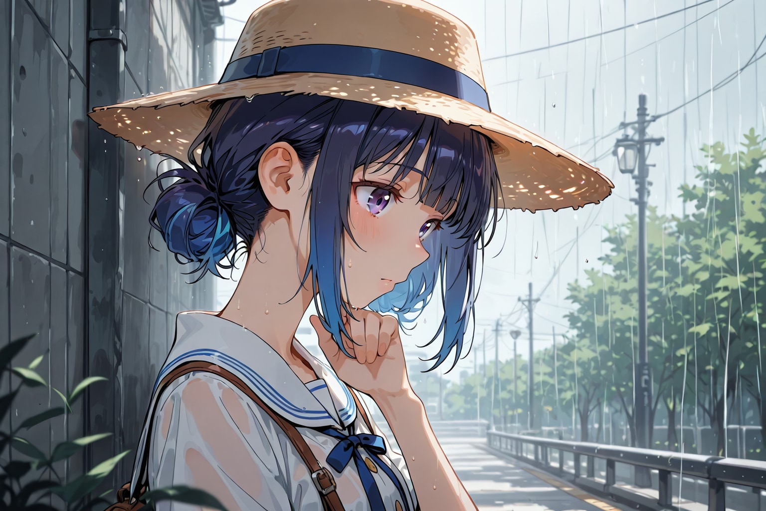 雨宿りしている少女 | の人気AIイラスト・グラビア