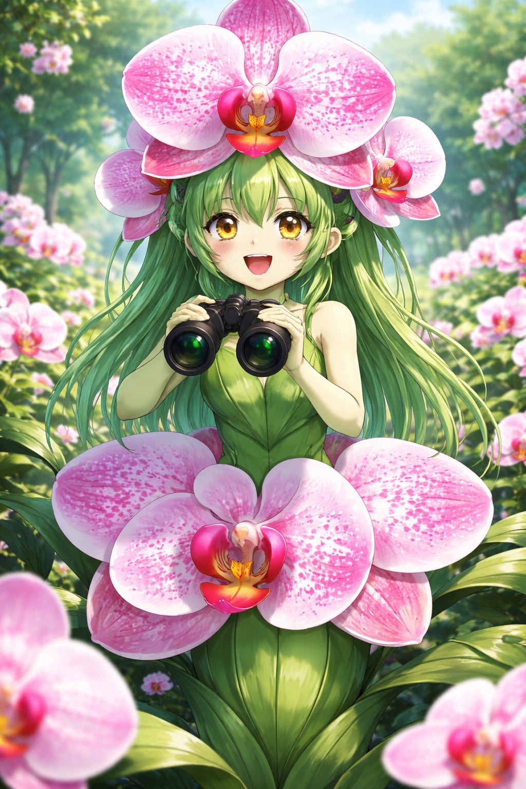 遠くを見るのが大好きな胡蝶蘭アルラウネちゃん | の人気AIイラスト・グラビア