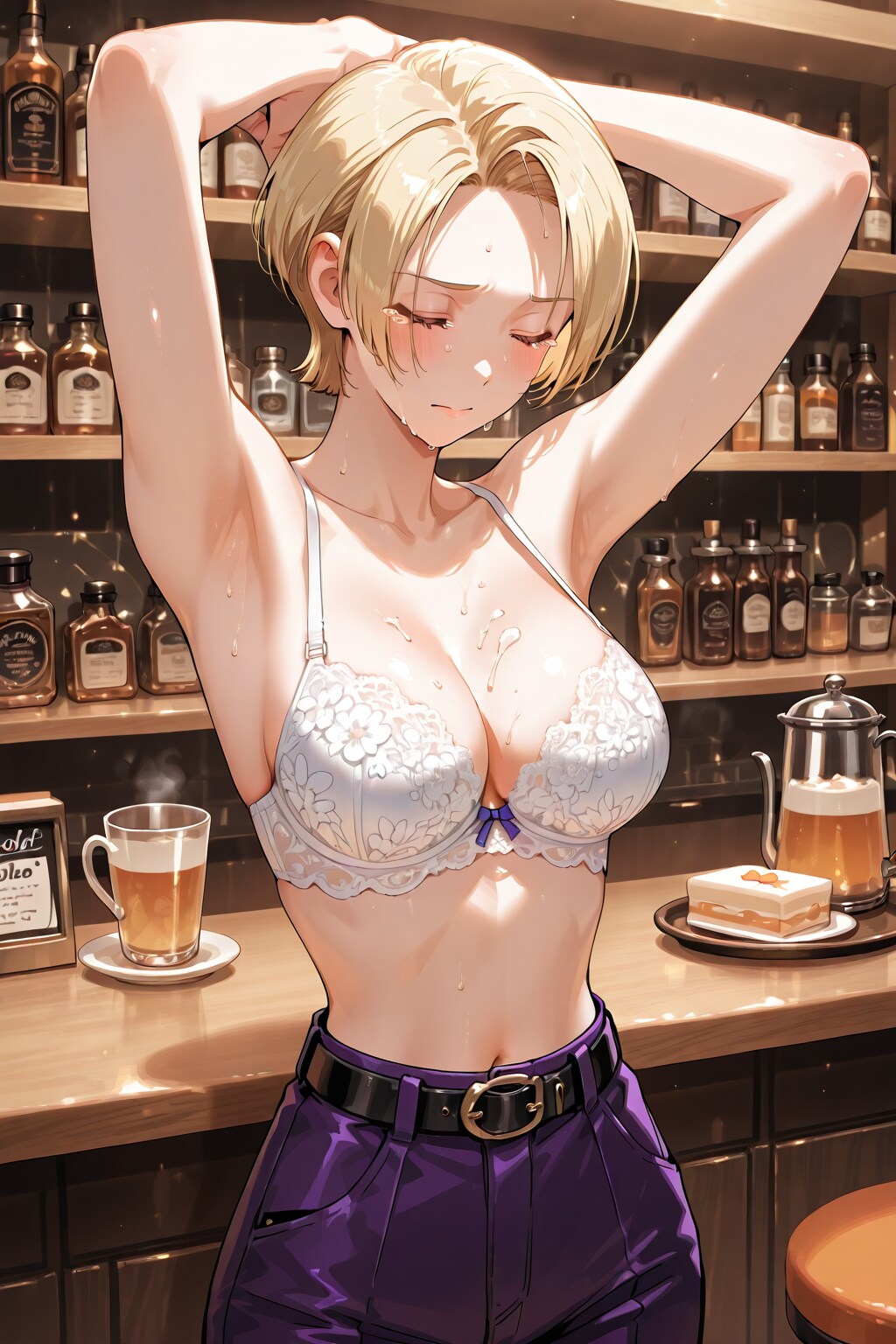 かっこかわいいカフェバーオーナージェシカ・ブレストンの純金レースブラ