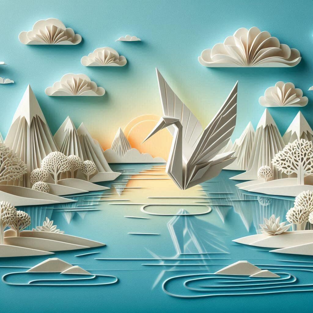 ペーパークラフトの鶴