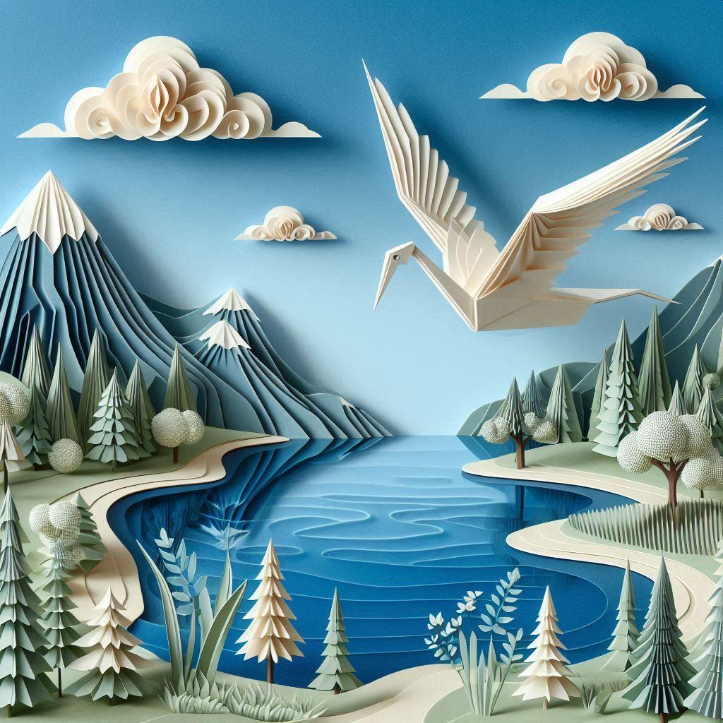 ペーパークラフトの鶴 | の人気AIイラスト・グラビア