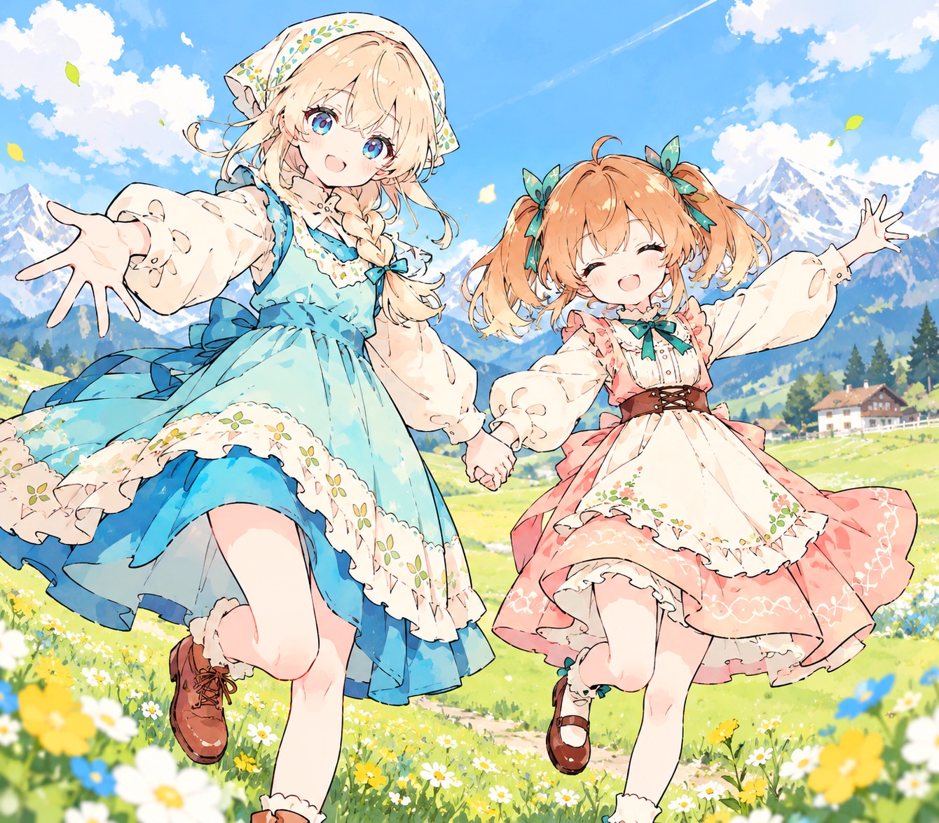 高原の姉妹の少女 | の人気AIイラスト・グラビア