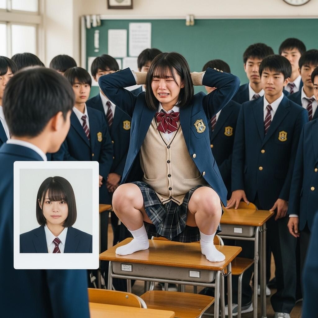 【衝撃】屈辱の舞台は教室の机：多数男子の前で「晒し上げ」られた女子生徒の悲劇④