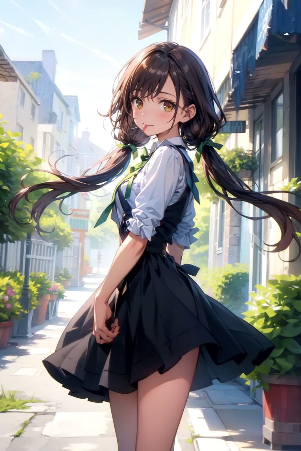 フランスの街、路地裏での彼女 | の人気AIイラスト・グラビア