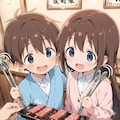 焼肉を食べる仲良し兄妹 2枚目