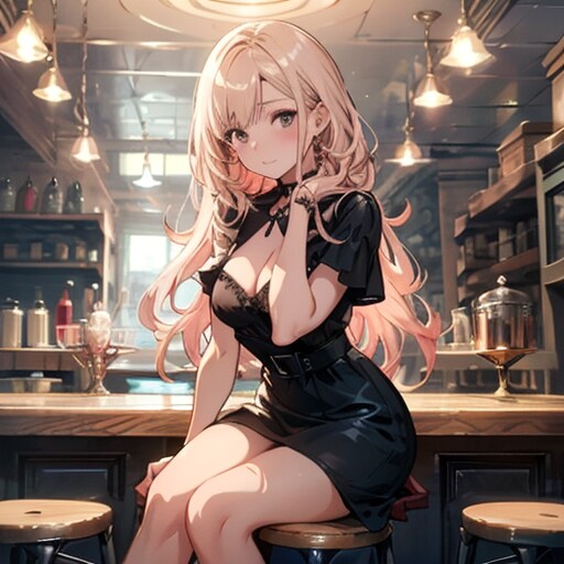 座る女
