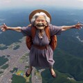 【謎画像・1300投稿記念】1300歳になったお祝いで胴上げされるおばあさん 4枚目