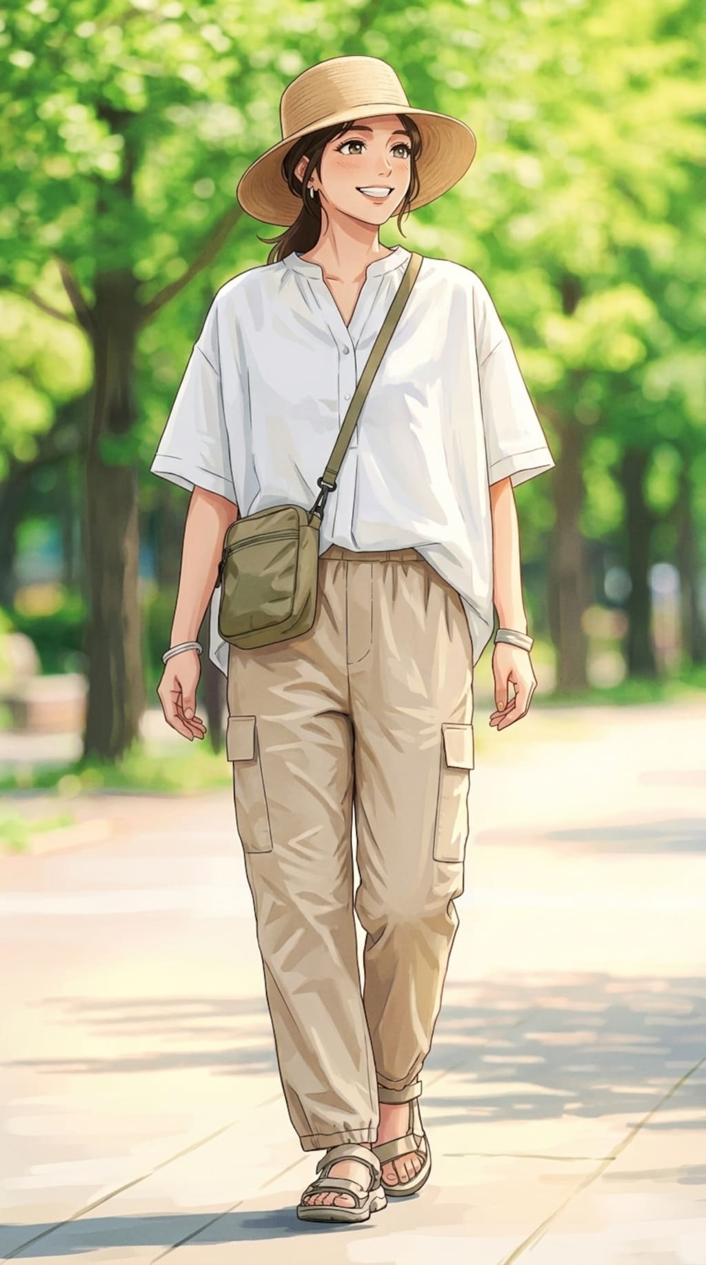 大人カジュアル夏の行楽コーデ