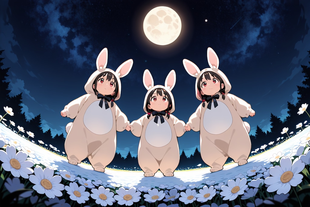 【#アルマゲスト】月に思いを馳せる子兎達「モデル: HARPY」