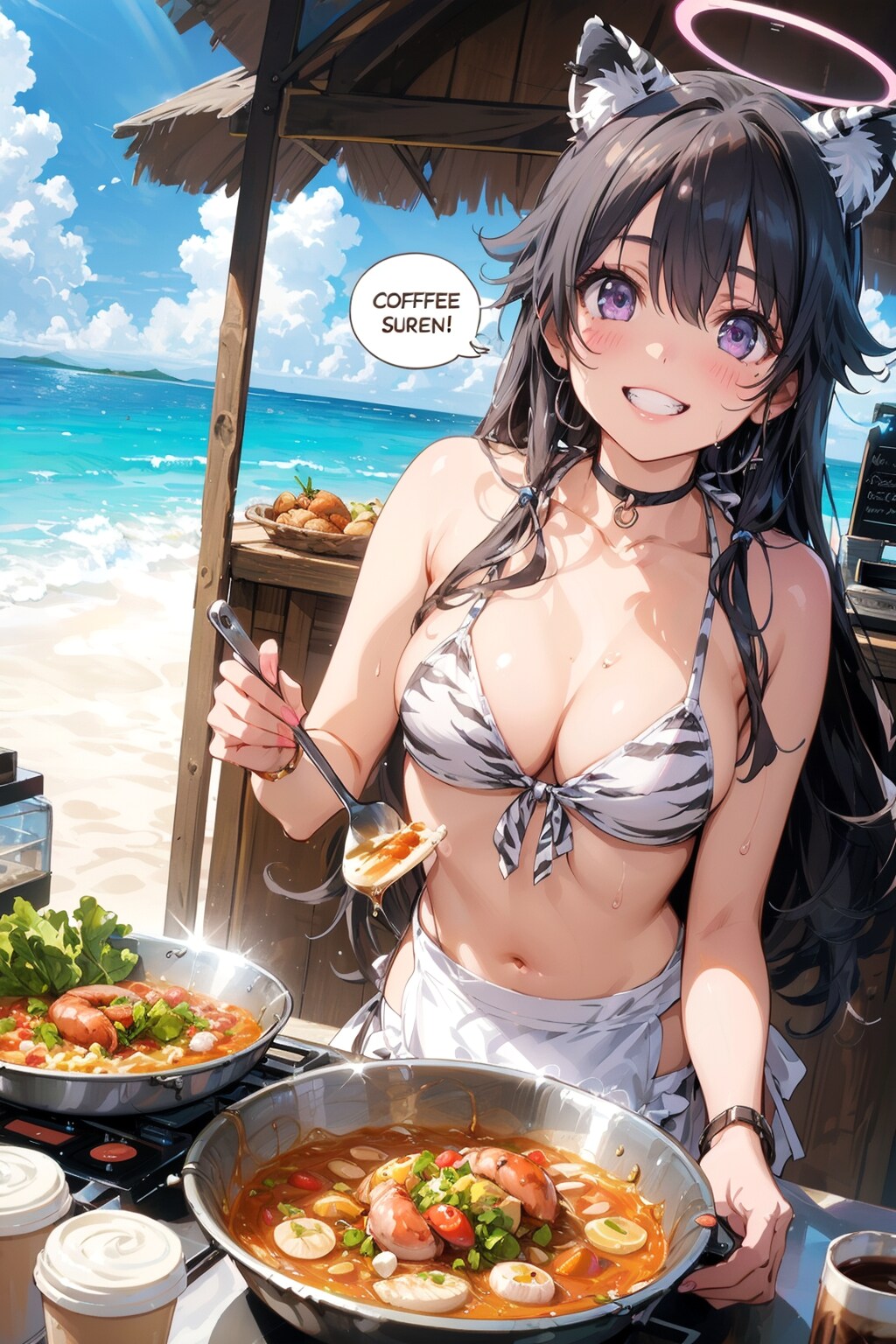 海の家カフェのお手伝い。