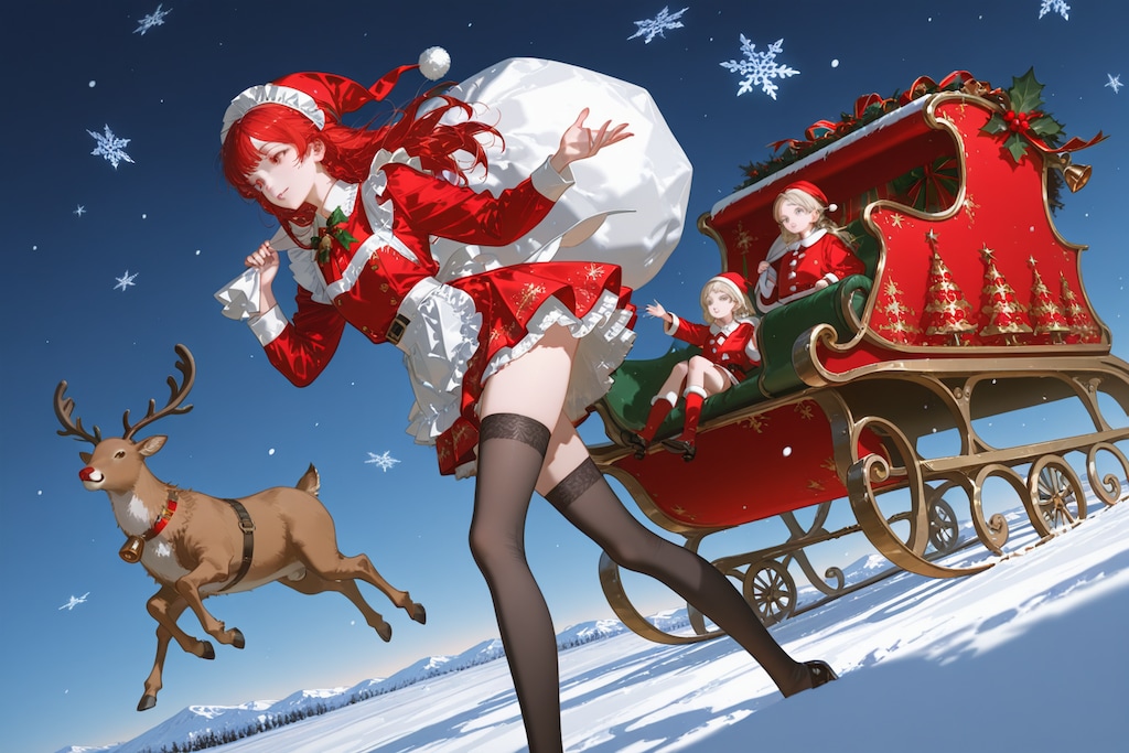 Xmasケーキになったサンタコスメイドさん