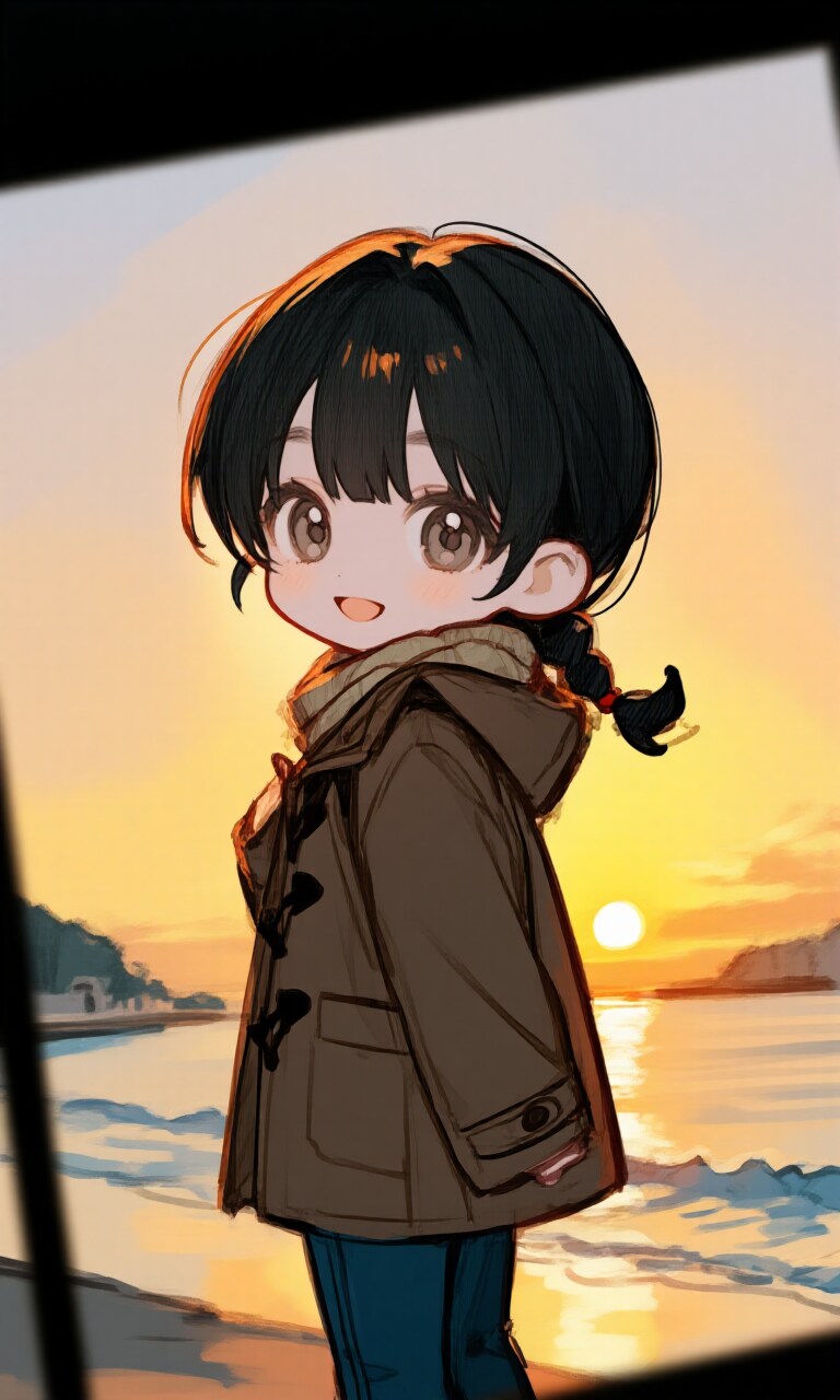 冬の海に来てみたけど、失恋したわけじゃない。 | の人気AIイラスト・グラビア