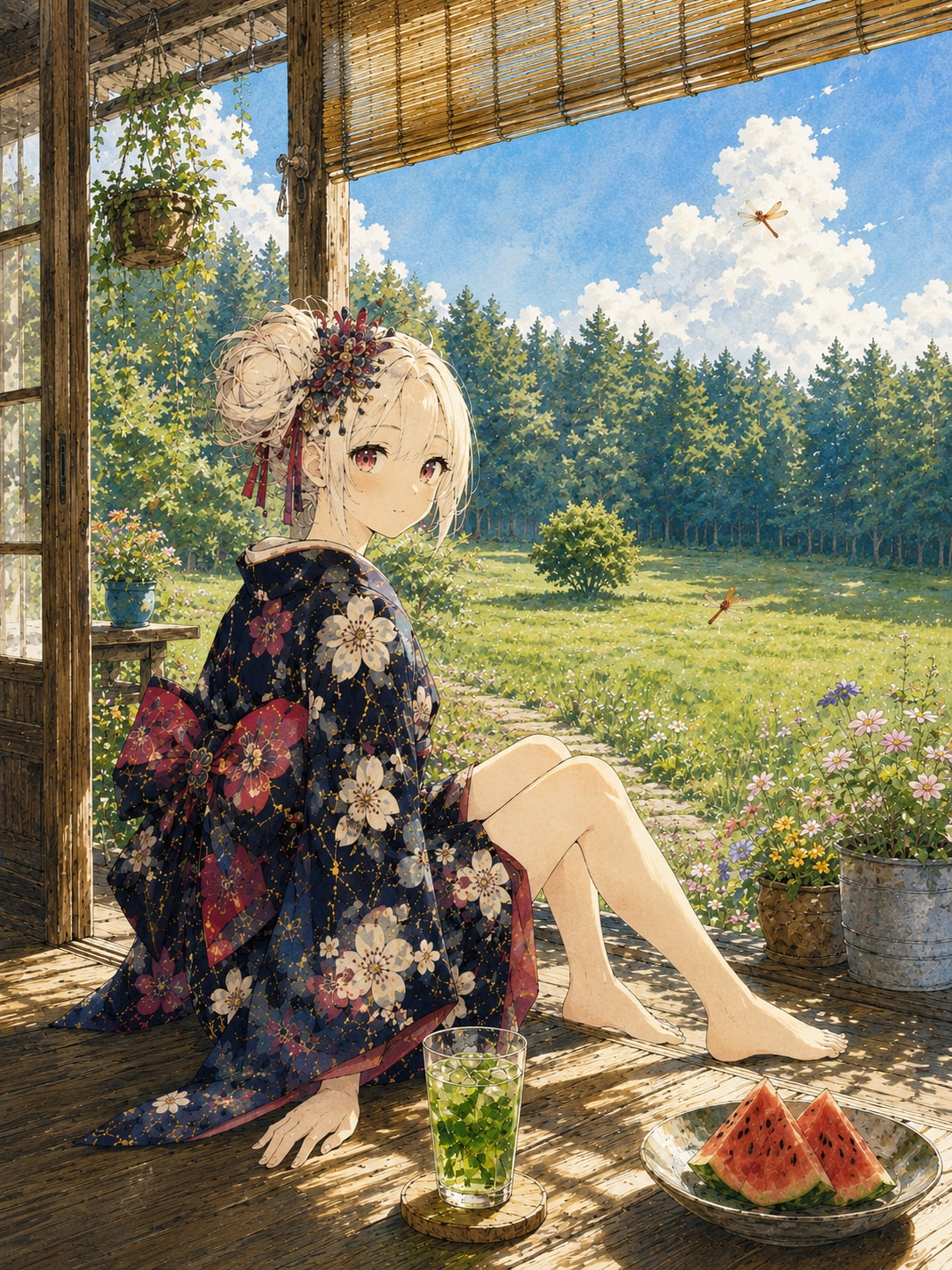 縁側に咲く夏