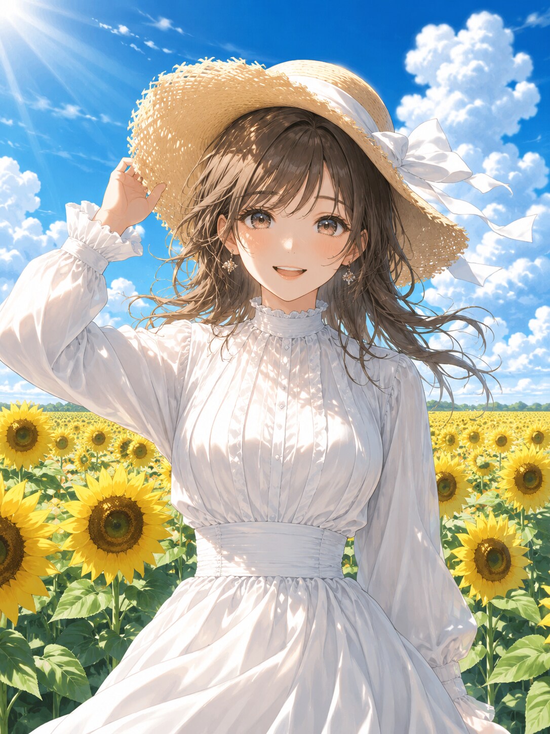 ひまわり畑　2枚 | の人気AIイラスト・グラビア