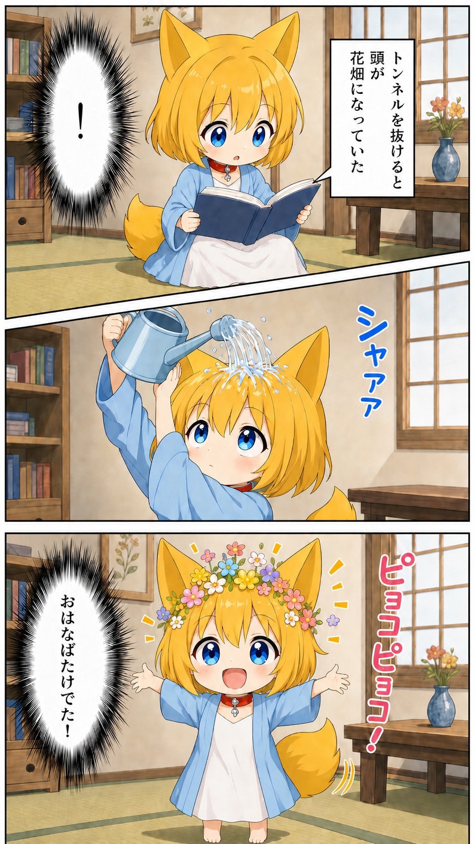 頭にお花畑を作りたくなったキツネ
