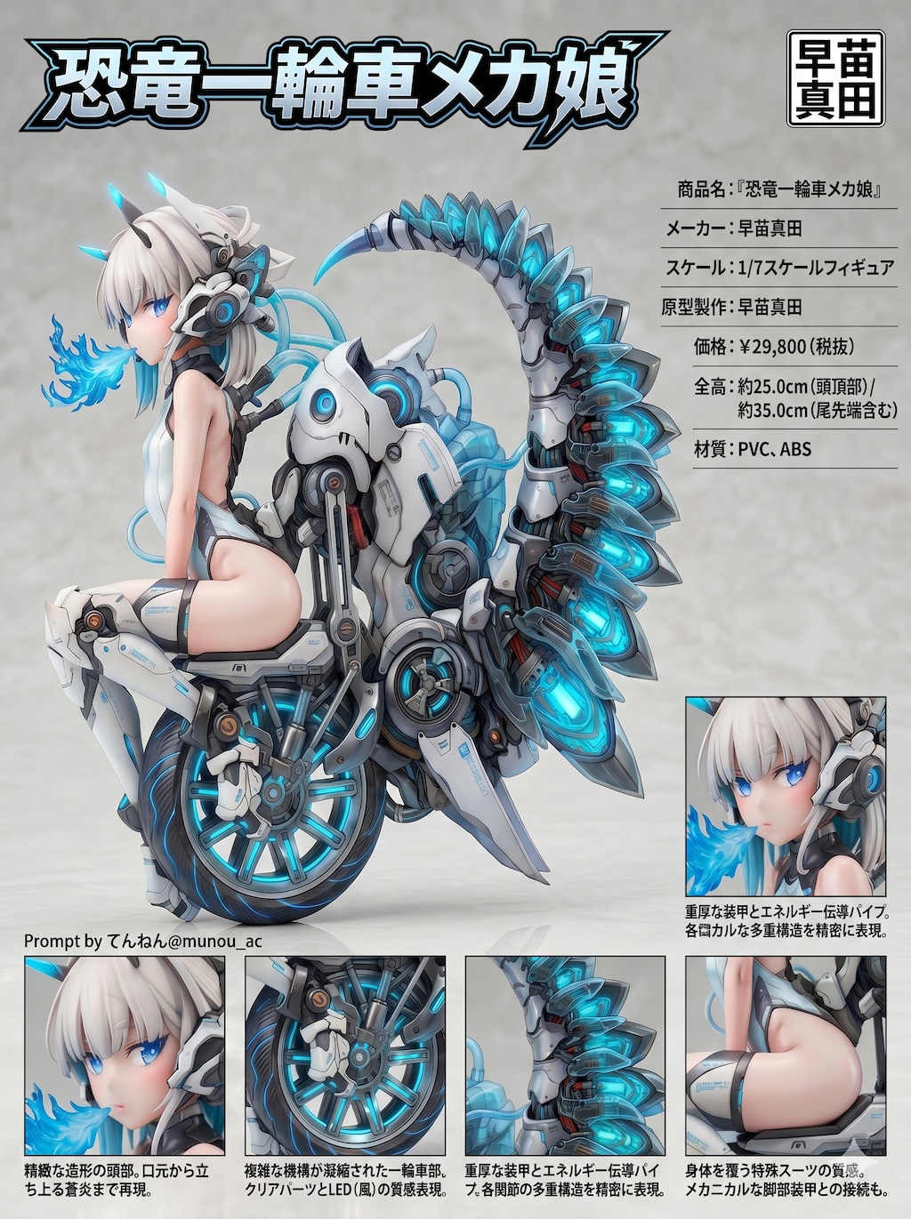 フィギュア化恐竜一輪車メカ娘