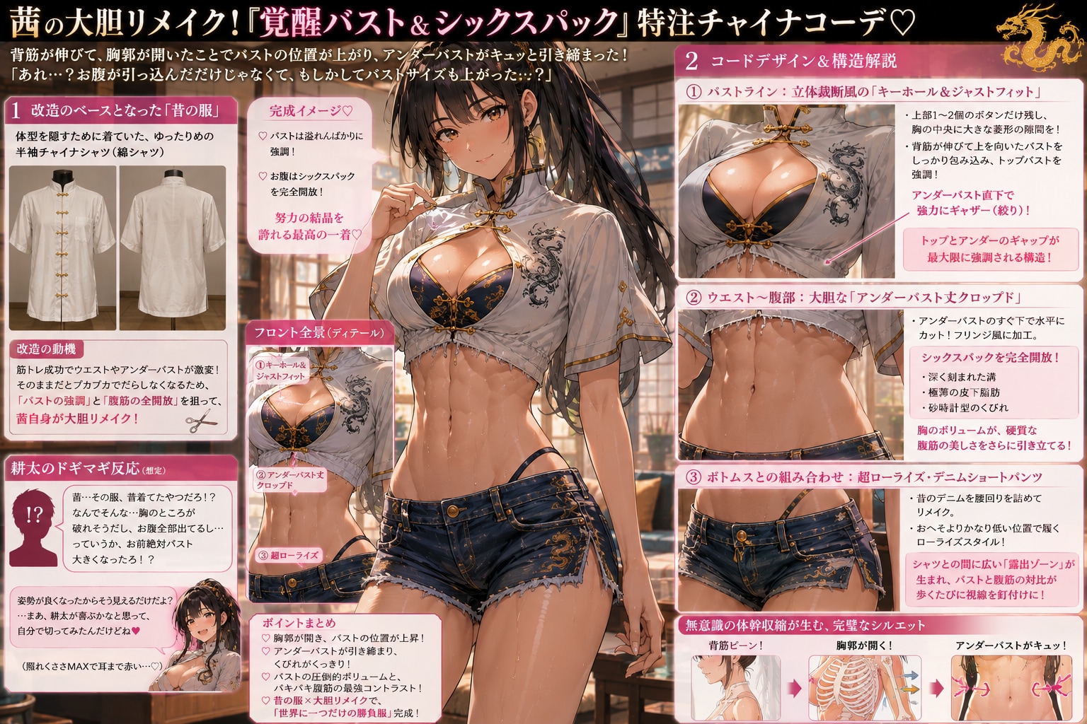 ✂️ 茜の大胆リメイク！「覚醒バスト＆シックスパック」特注チャイナコーデ