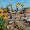 ヒマワリのある風景43・工事現場 2枚目