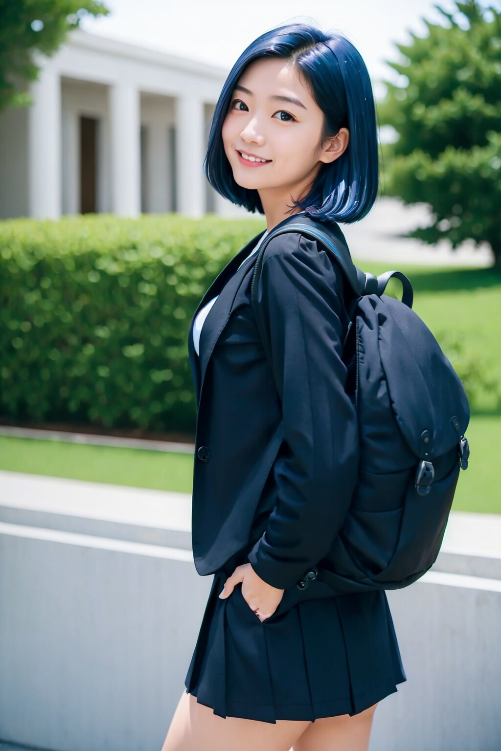青髪の女の子 ミニスカ