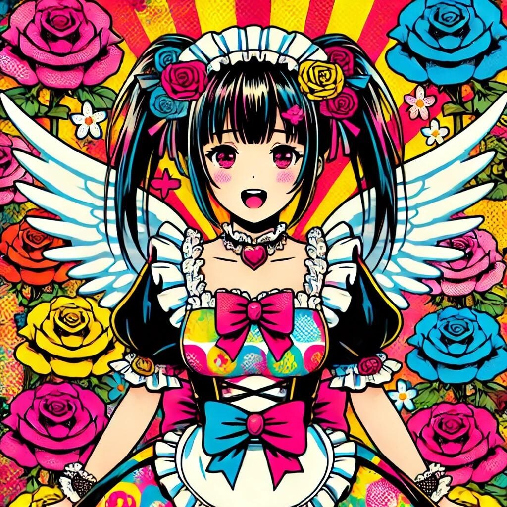 カラフルなメイド天使