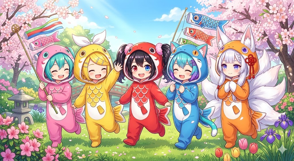 ミクさん達の鯉のぼり