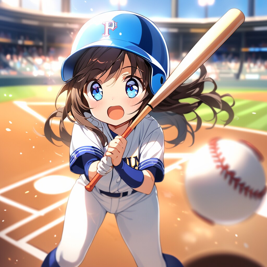 固い棒をぎこちなく握り白いのを飛ばす少女