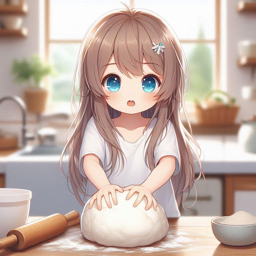 うどんを作っている小さな女の子 | の人気AIイラスト・グラビア