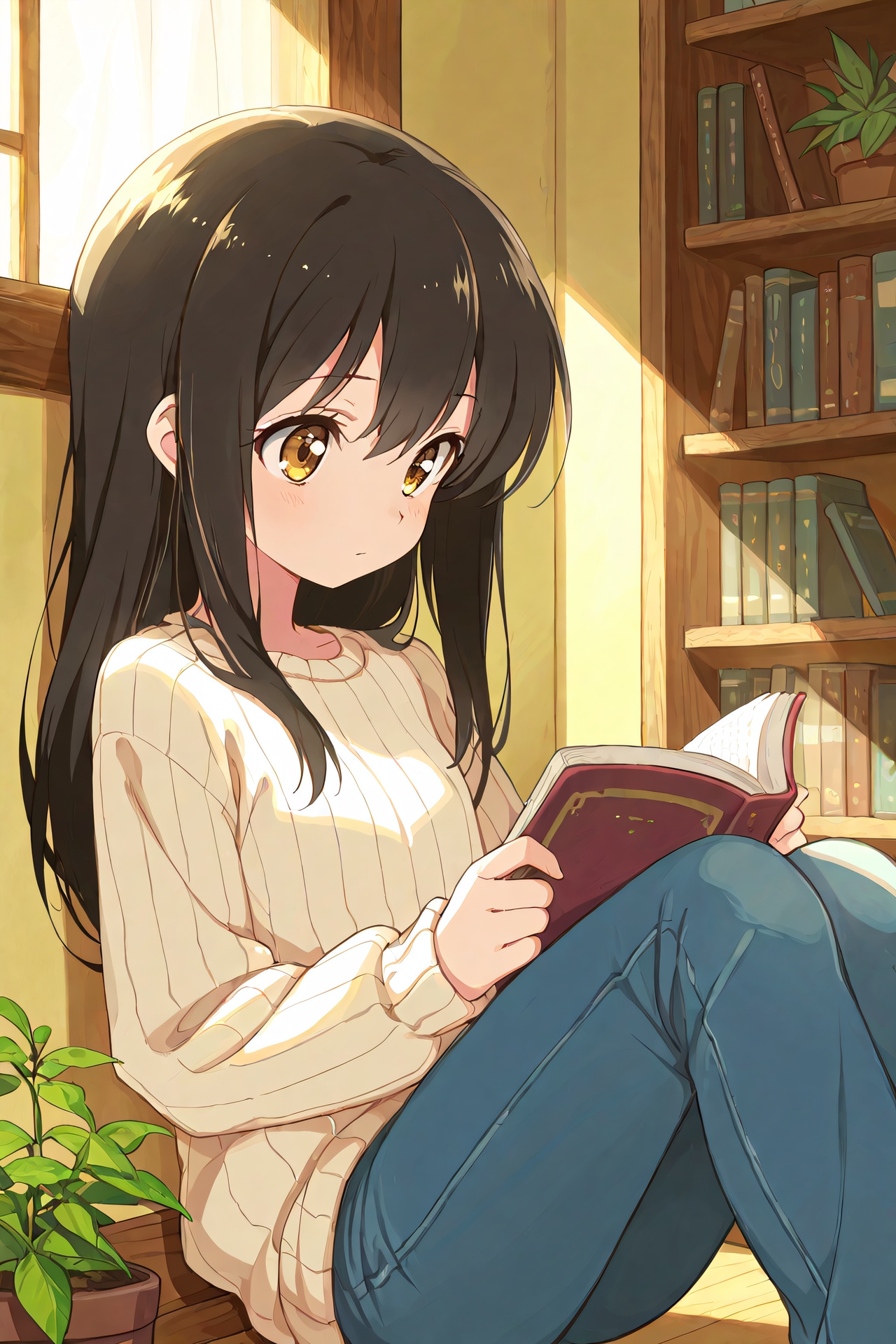 黒髪ちゃん読書中 | の人気AIイラスト・グラビア