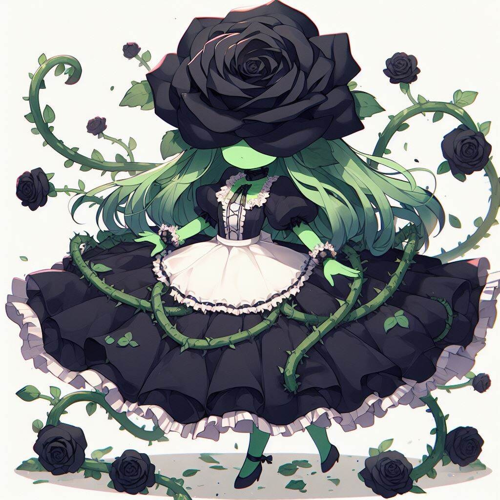 顔の見えない黒薔薇メイドちゃん？