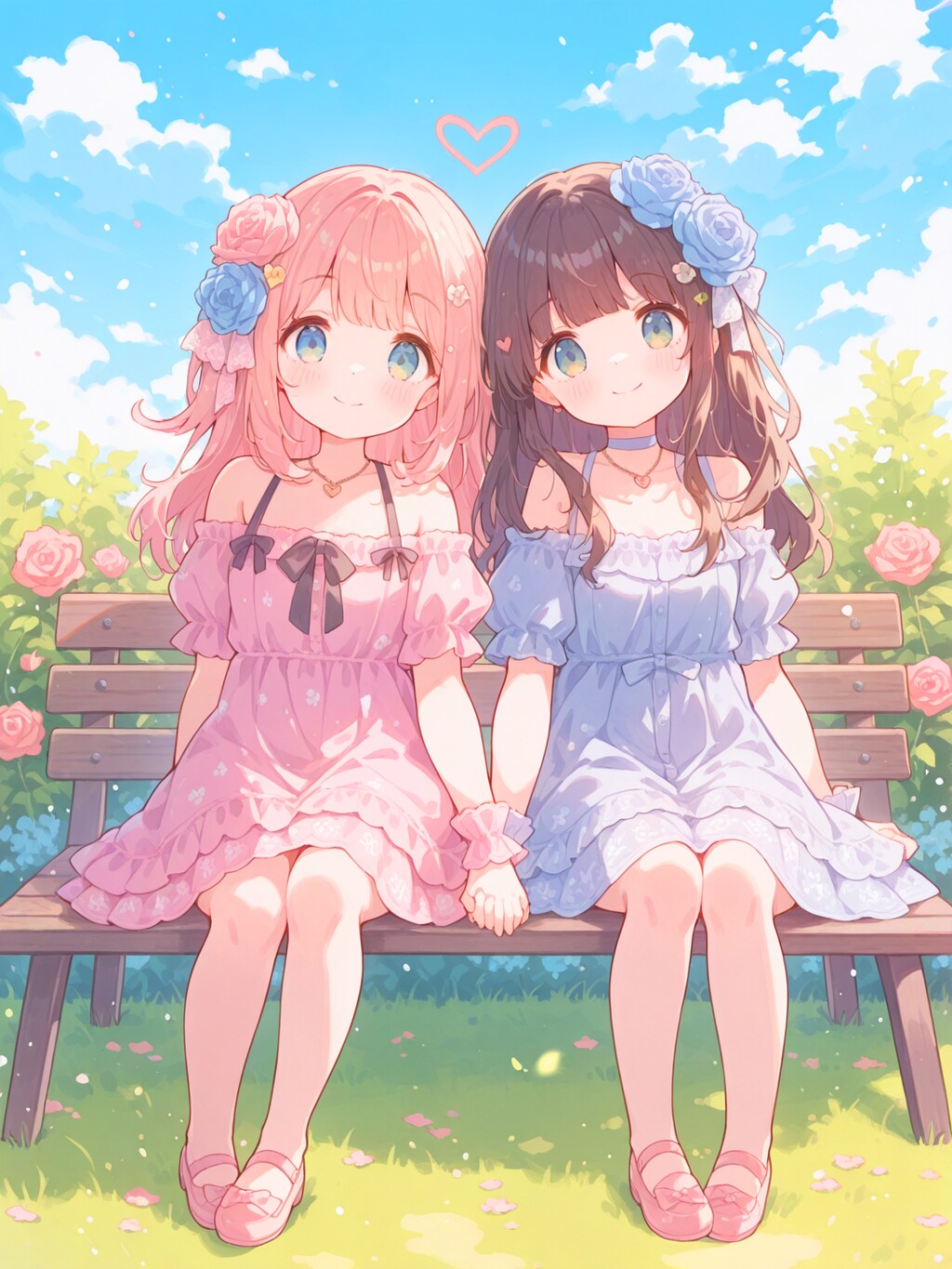 ベンチで恋人繋ぎ