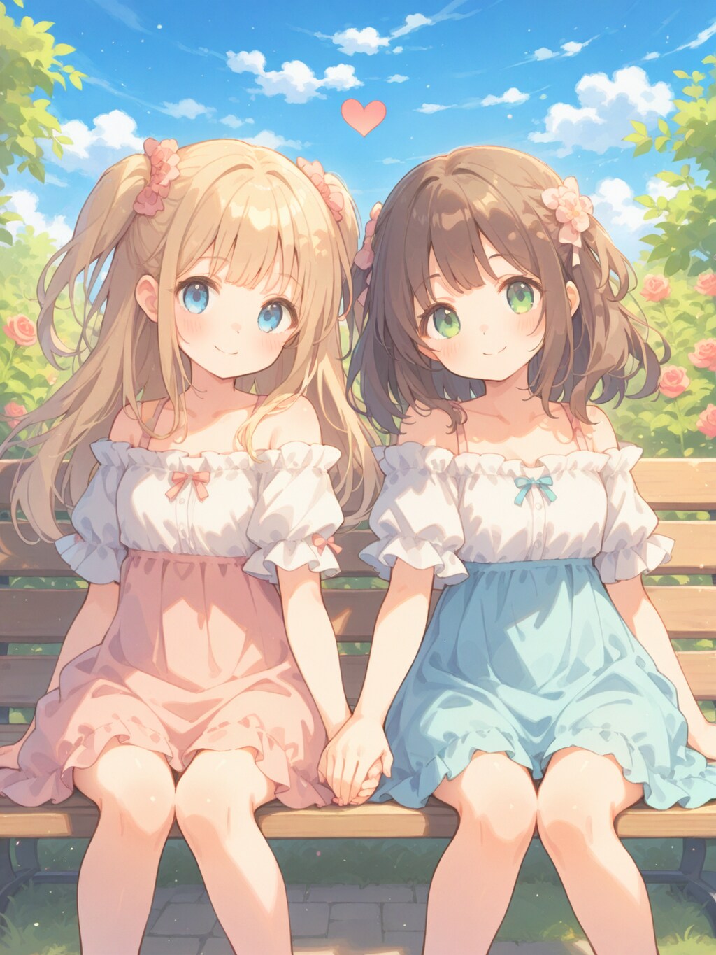 ベンチで恋人繋ぎ