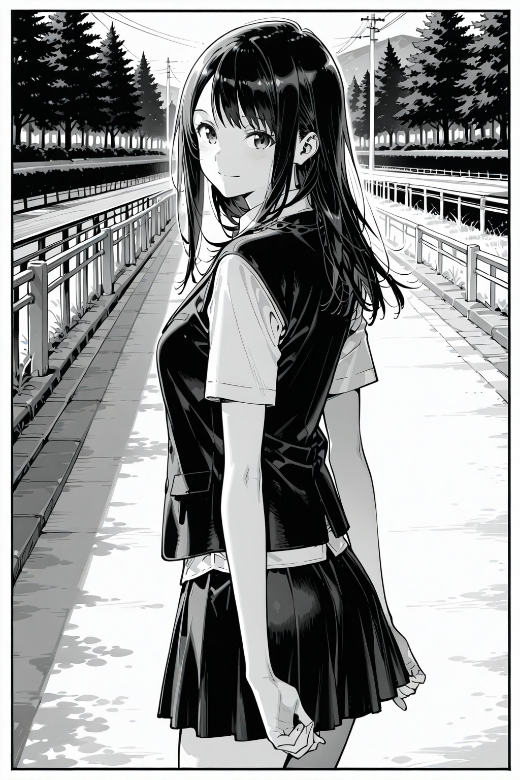 見返りモノクロ少女