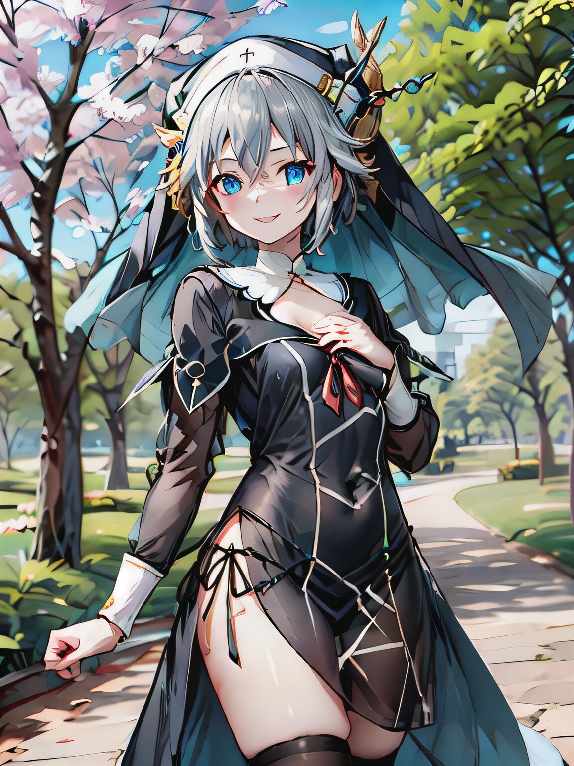 灰髪ボブでシスター服の少女４ | の人気AIイラスト・グラビア