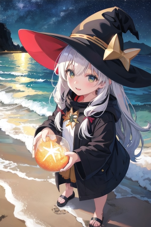 砂浜の魔女と星空 | の人気AIイラスト・グラビア