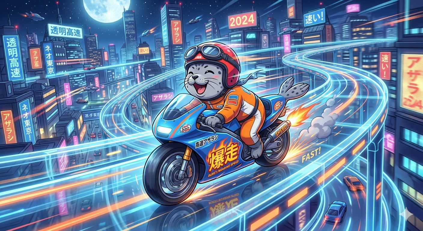 透明高速道路を爆走するアザラシ | の人気AIイラスト・グラビア