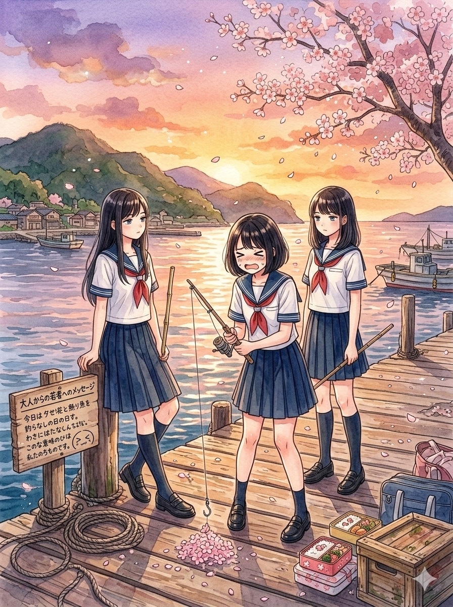 埠頭で黄昏れる | の人気AIイラスト・グラビア