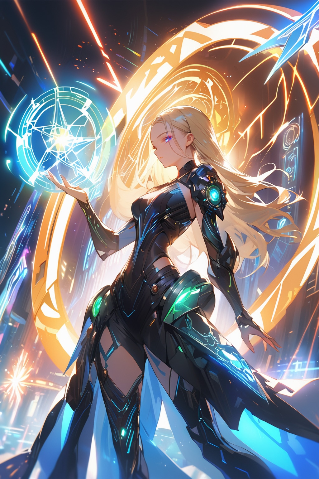 サイバーパンクファンタジーと魔法陣 | の人気AIイラスト・グラビア