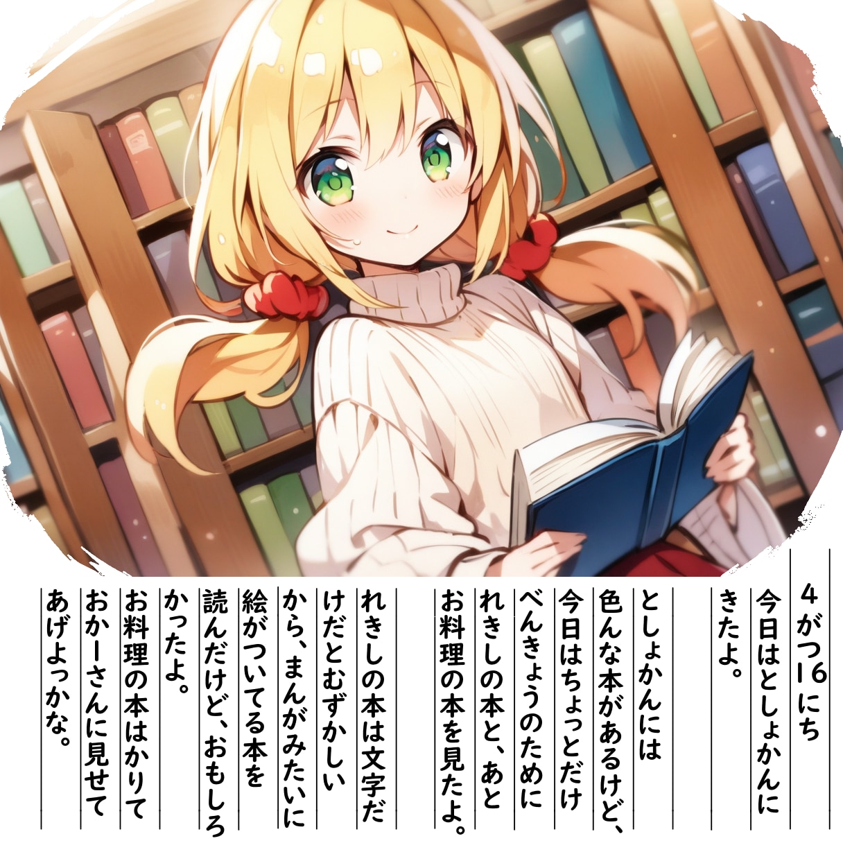 【絵日記】としょかん行ってきたよ＾＾ | の人気AIイラスト・グラビア