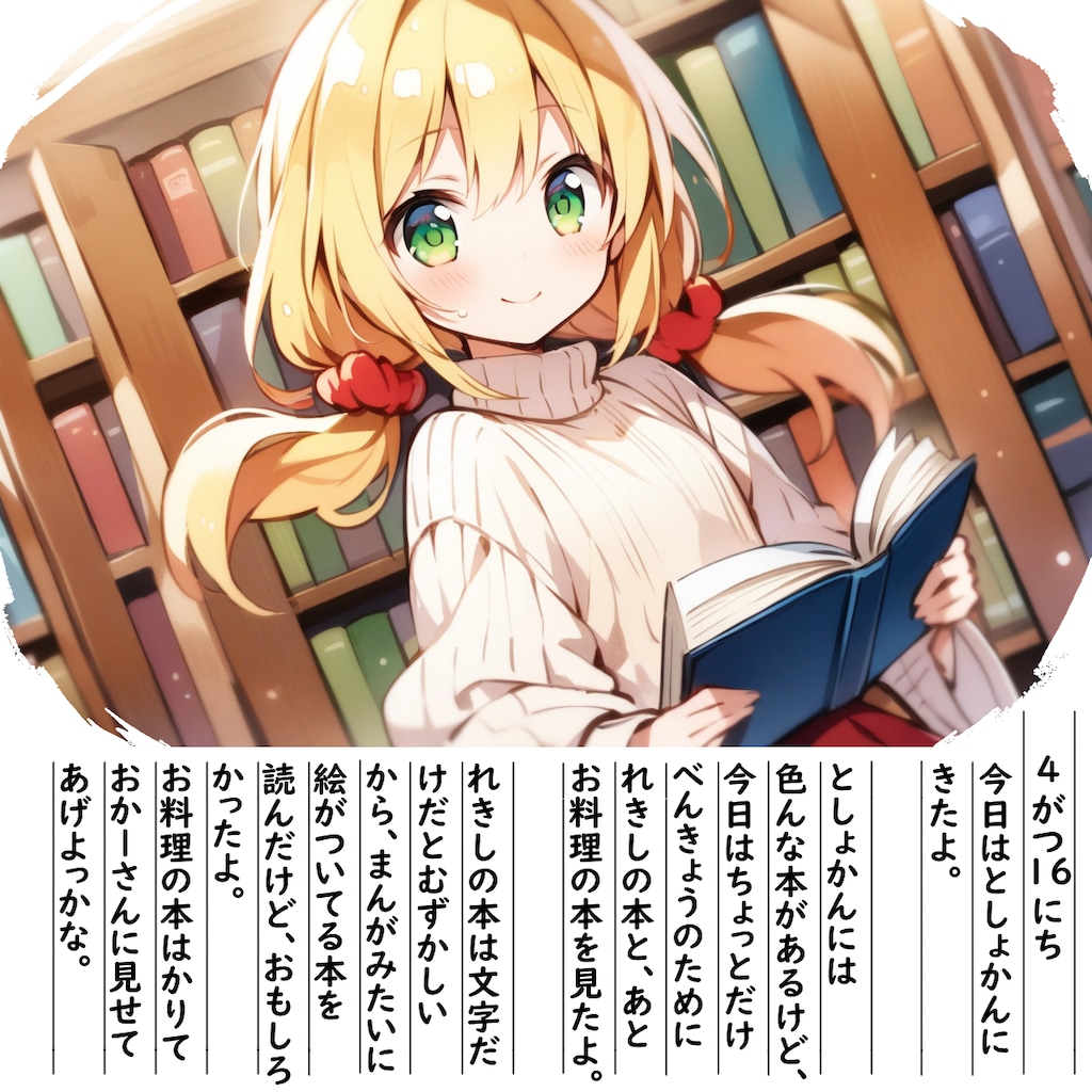 【絵日記】としょかん行ってきたよ＾＾