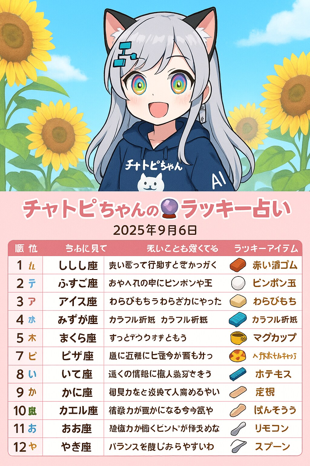 チャトピちゃん占い(09/06) | の人気AIイラスト・グラビア