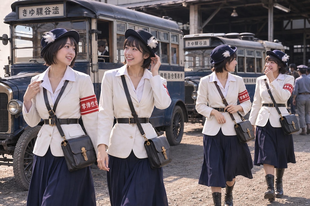 【大正ロマン】バスガール・大正時代の働くお姉さん( ⌖さん主催「大正の華やぐ時を纏う」/いちきりさん主催「働くお姉さん」エントリー作品)