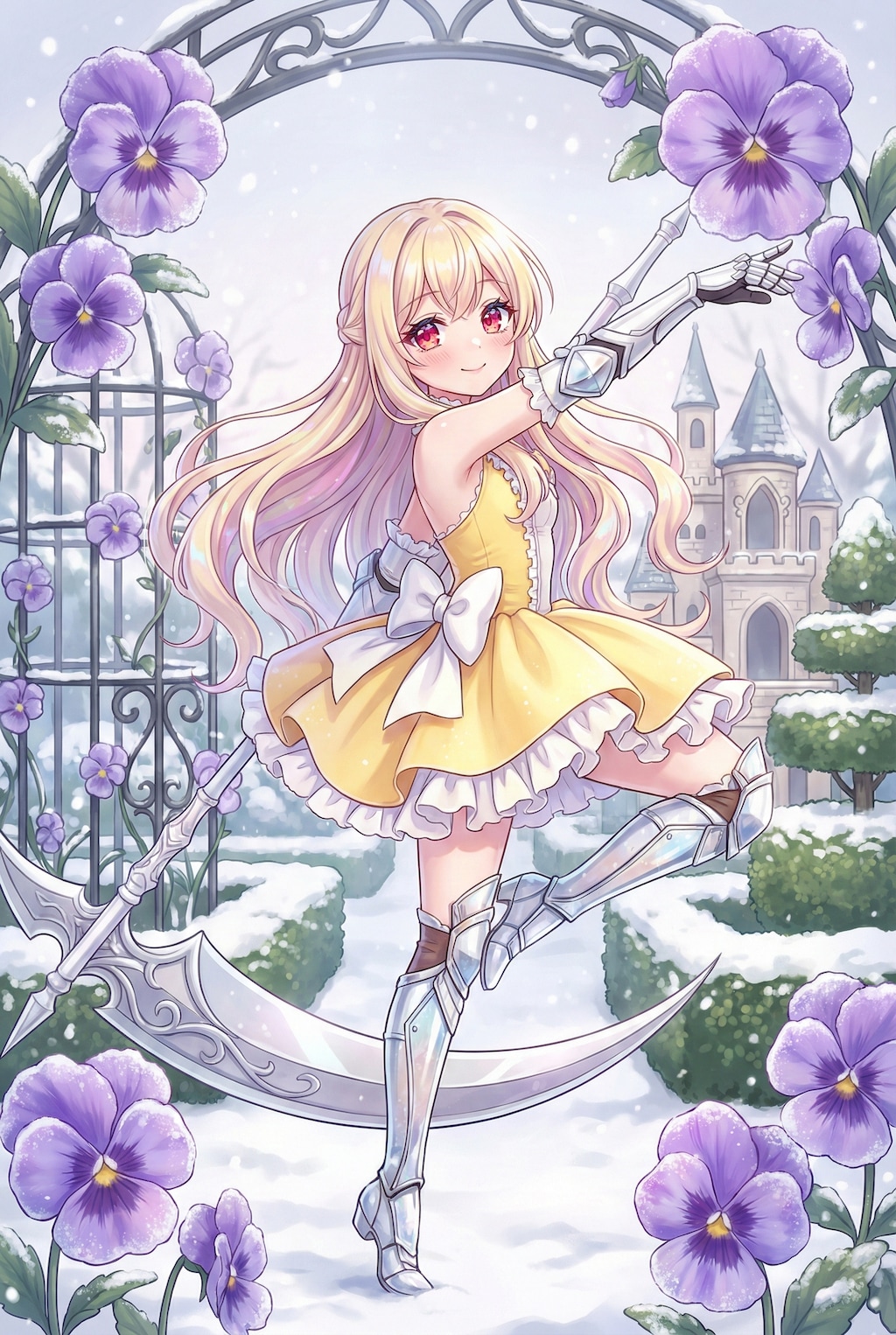 雪園の少女、紫菫と薔薇の旋律に舞う金髪