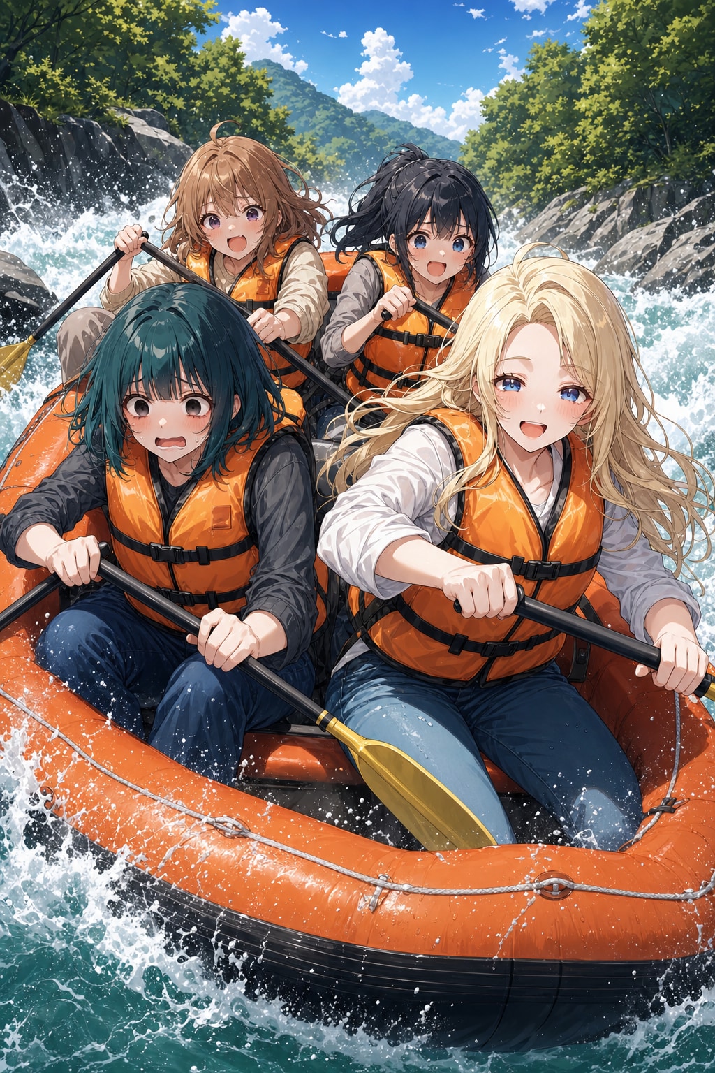 リンネアと萌葱の渓流下り
