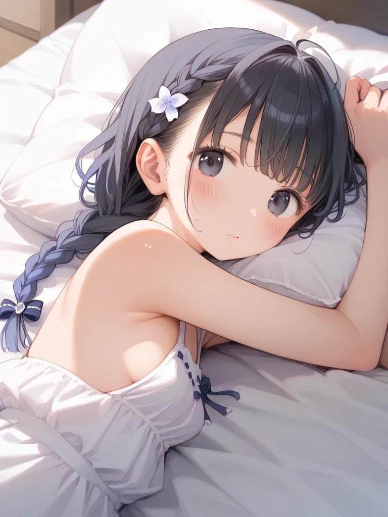 三つ編み〇リJ〇ちゃんの肩出し横乳見せ